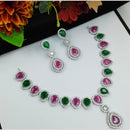 Kavita Art Silver Plated American Diamond Necklace Set