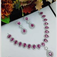 Kavita Art Silver Plated American Diamond Necklace Set