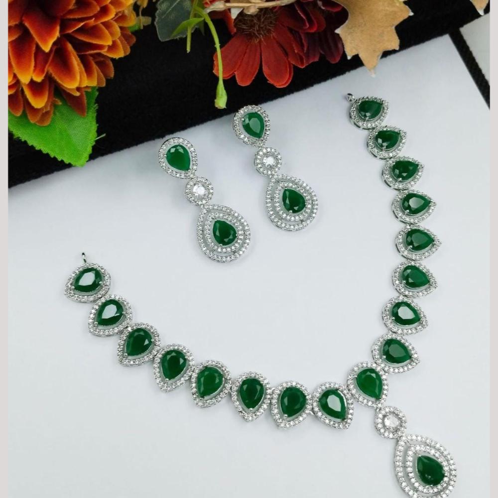 Kavita Art Silver Plated American Diamond Necklace Set