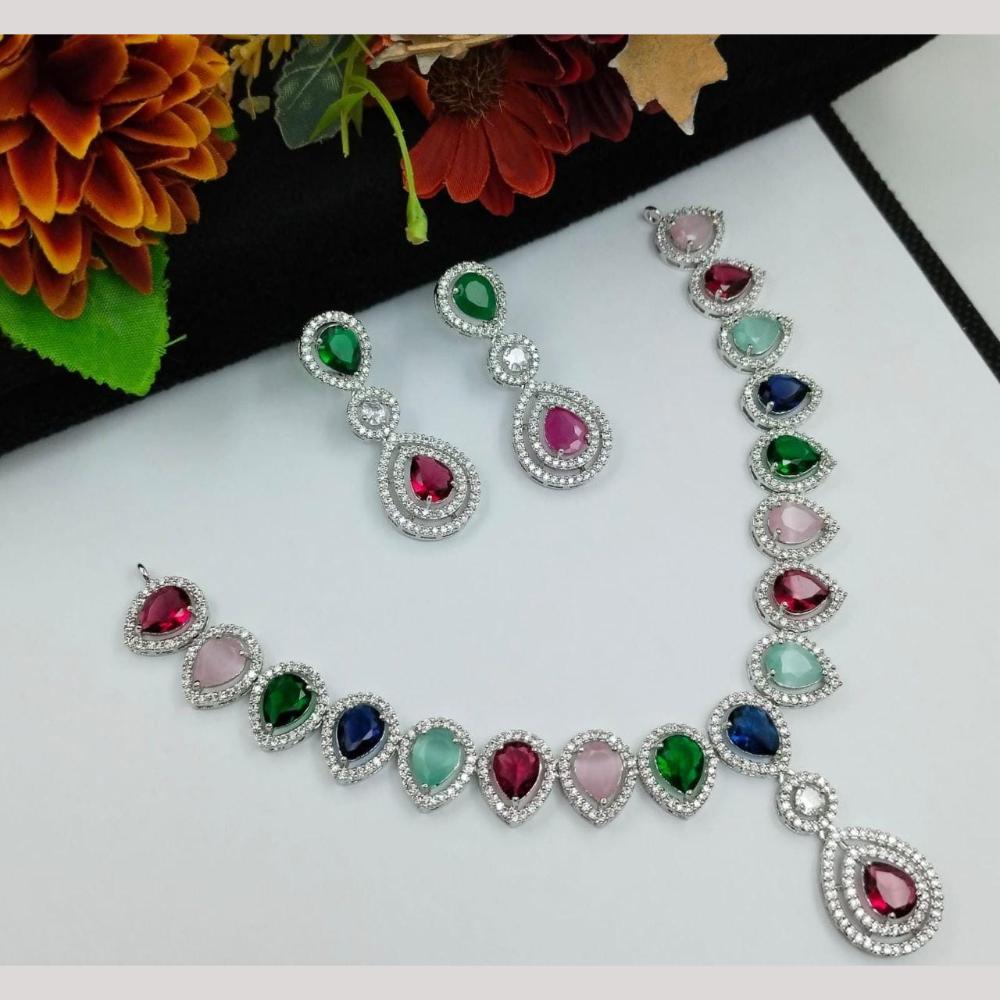 Kavita Art Silver Plated American Diamond Necklace Set