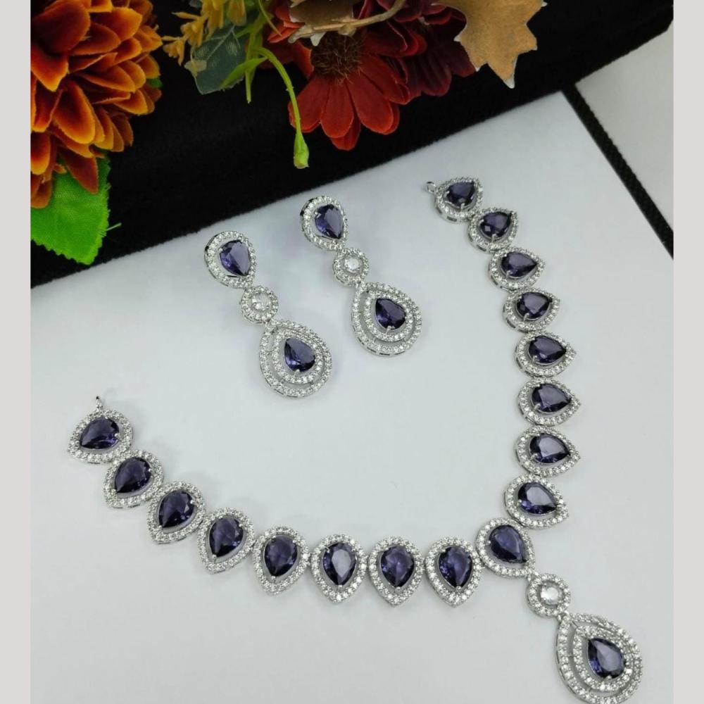 Kavita Art Silver Plated American Diamond Necklace Set