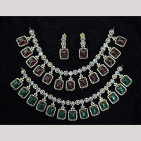 Kavita Art Silver Plated American Diamond And Pearl Necklace Set