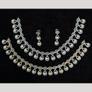 Kavita Art Silver Plated American Diamond And Pearl Necklace Set
