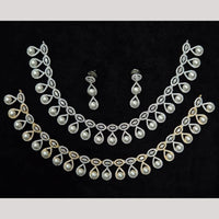 Kavita Art Silver Plated American Diamond And Pearl Necklace Set