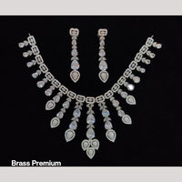 Kavita Art Silver Plated American Diamond And Pearl Necklace Set