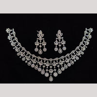 Kavita Art Silver Plated American Diamond And Pearl Necklace Set
