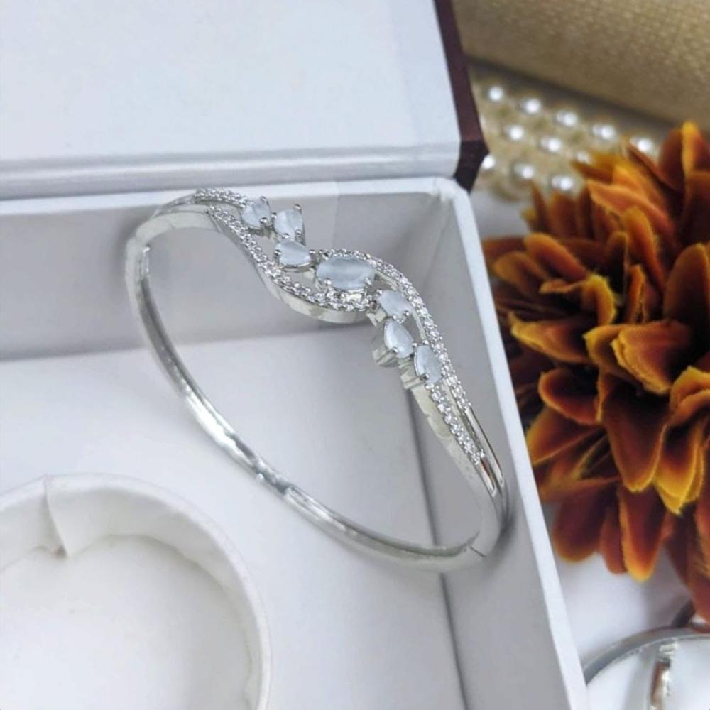 Kavita Art Silver Plated AD Openable Bracelet