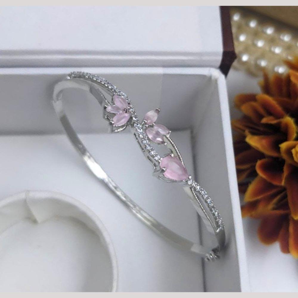Kavita Art Silver Plated AD Openable Bracelet