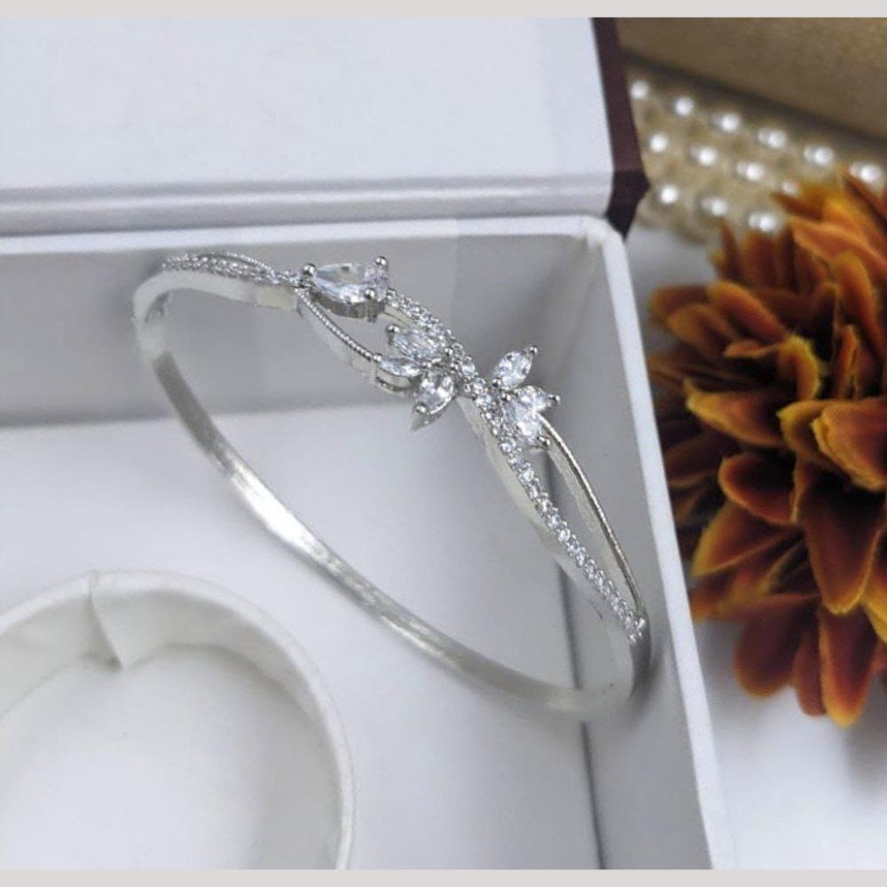 Kavita Art Silver Plated AD Openable Bracelet