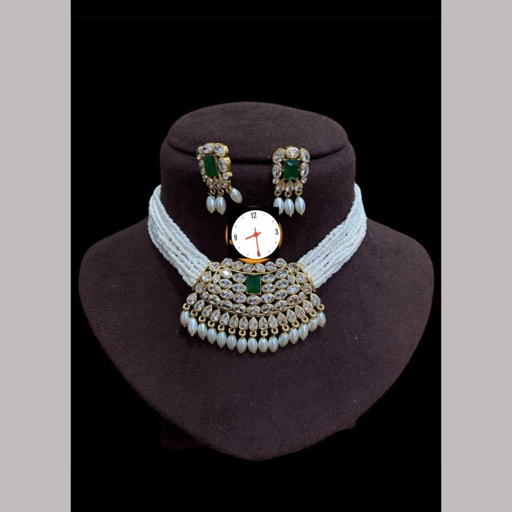 Kavita Art Gold Plated Crystal Stone Pearl And Beads Necklace Set