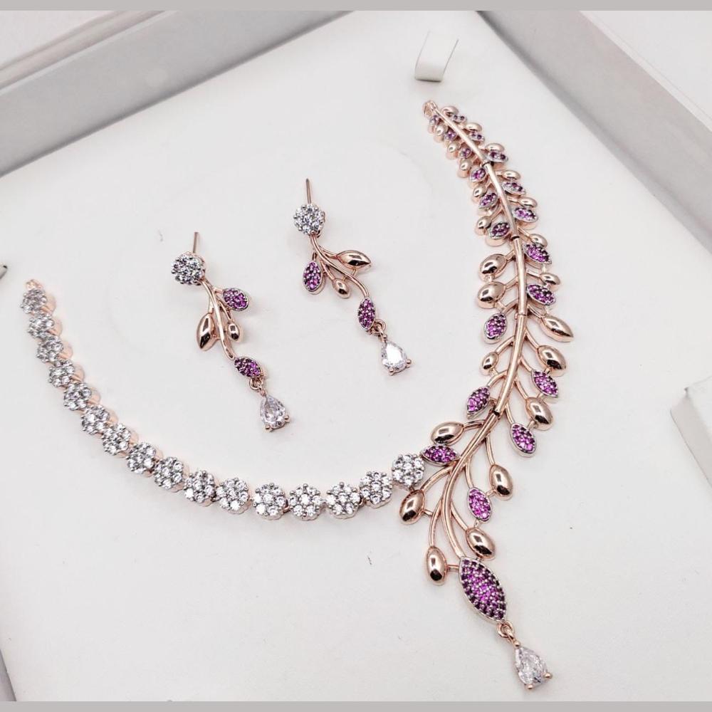 Kavita Art Rose Gold Plated Austrian Stone Necklace Set