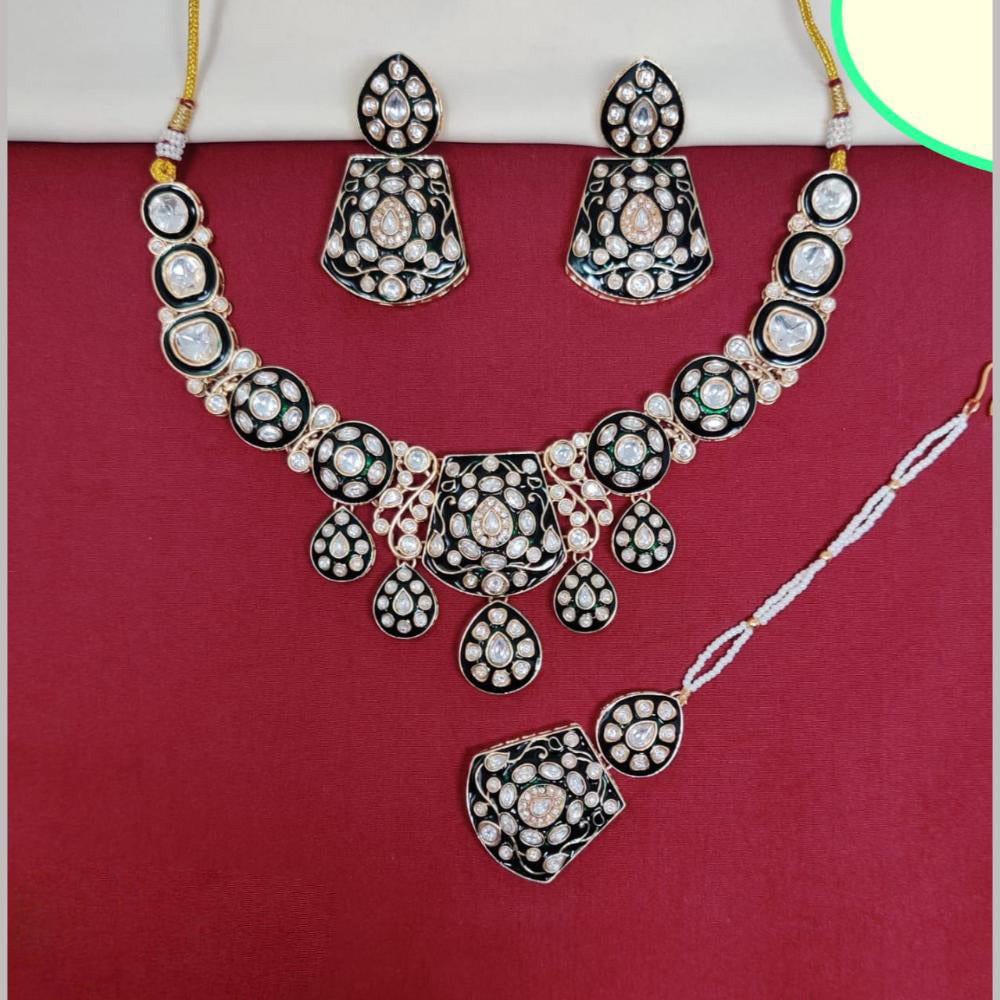 Kavita Art Gold Plated Kundan Stone And Meenakari Necklace Set