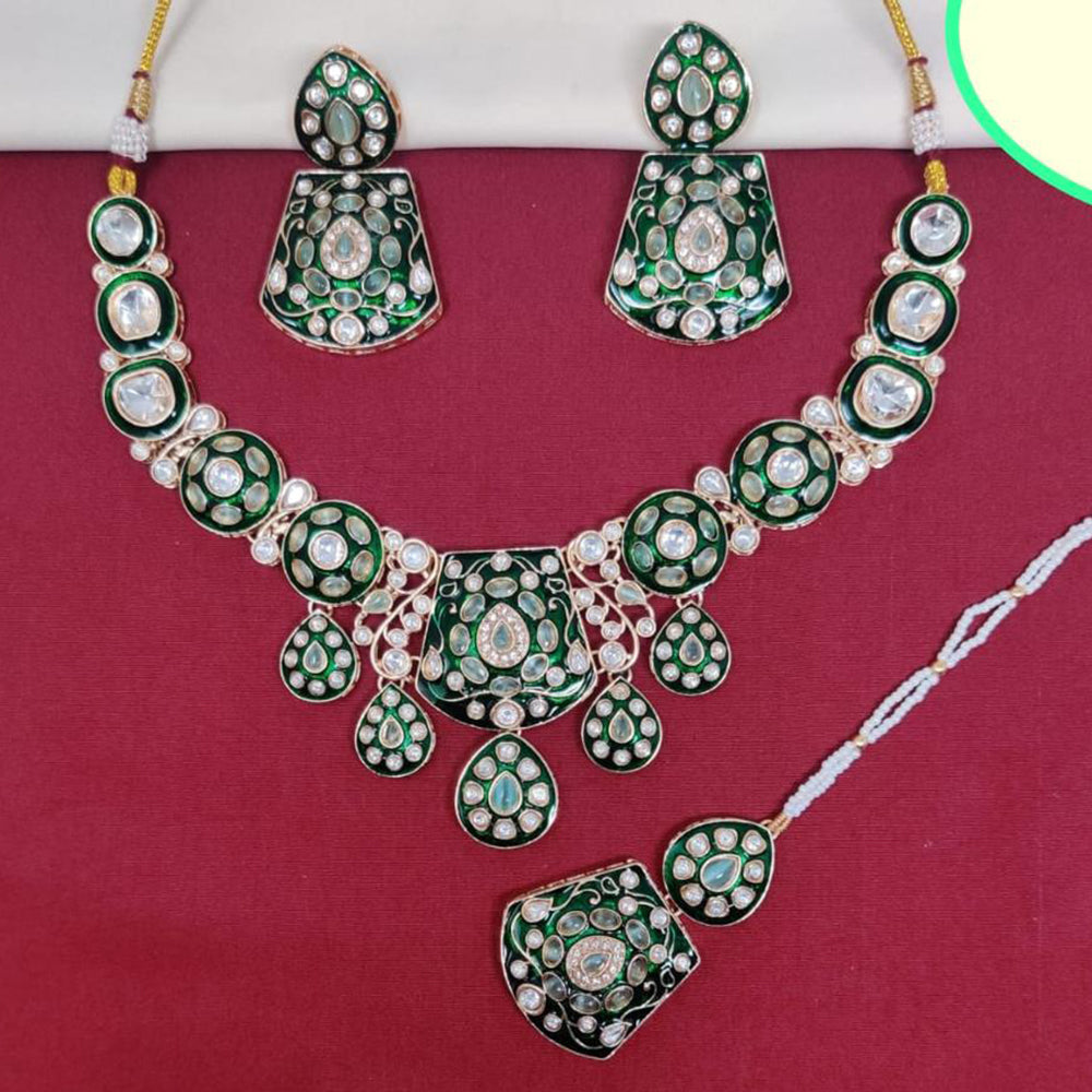 Kavita Art Gold Plated Kundan Stone And Meenakari Necklace Set