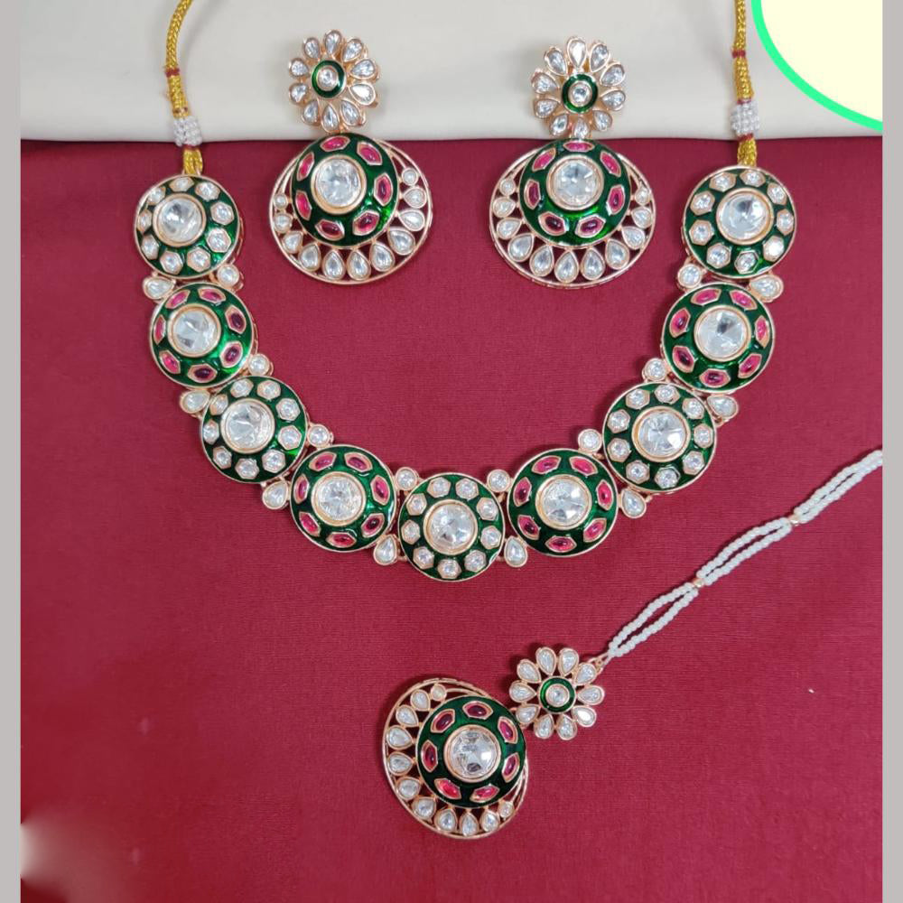 Kavita Art Gold Plated Kundan Stone And Meenakari Necklace Set