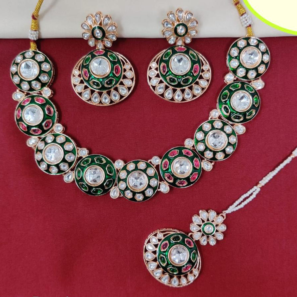 Kavita Art Gold Plated Kundan Stone And Meenakari Necklace Set