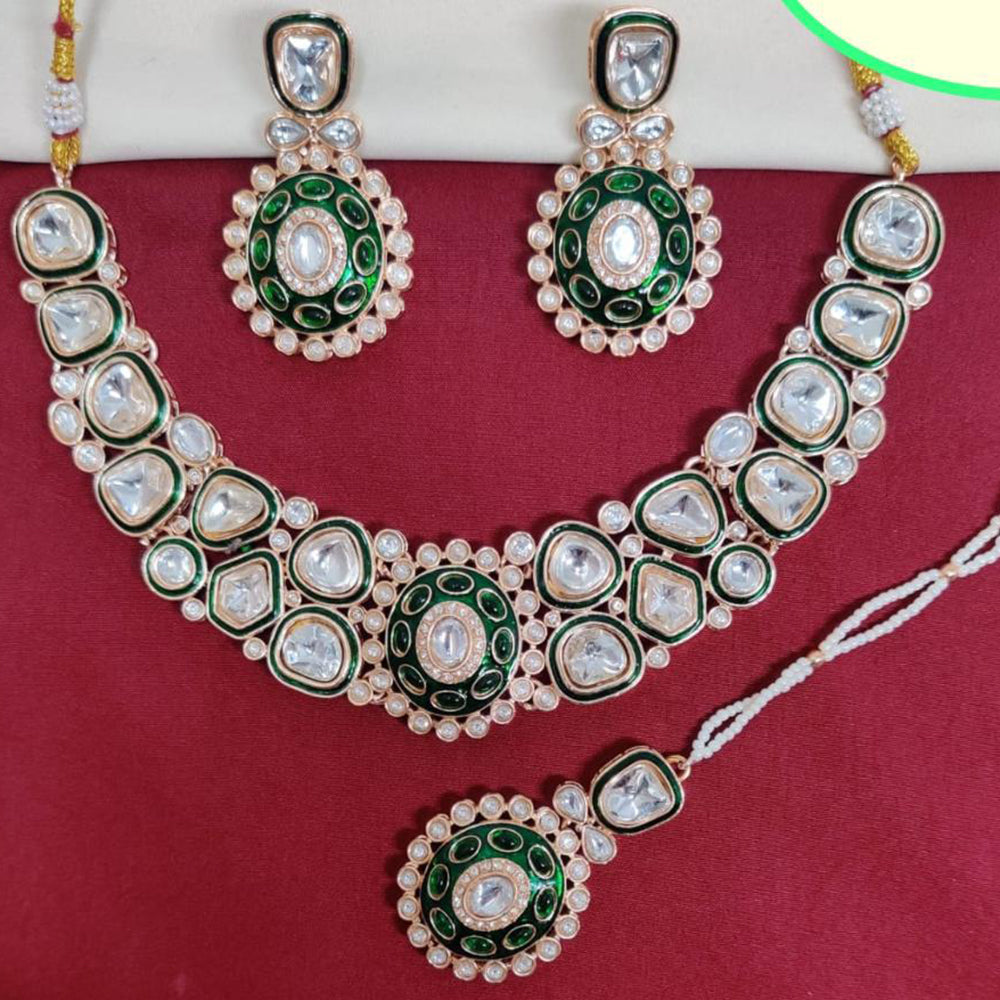 Kavita Art Gold Plated Kundan Stone And Meenakari Necklace Set