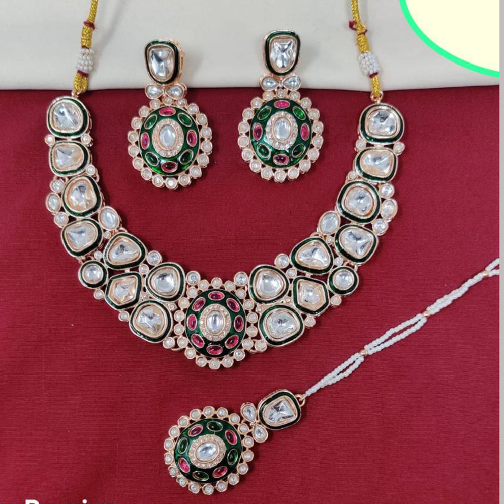 Kavita Art Gold Plated Kundan Stone And Meenakari Necklace Set