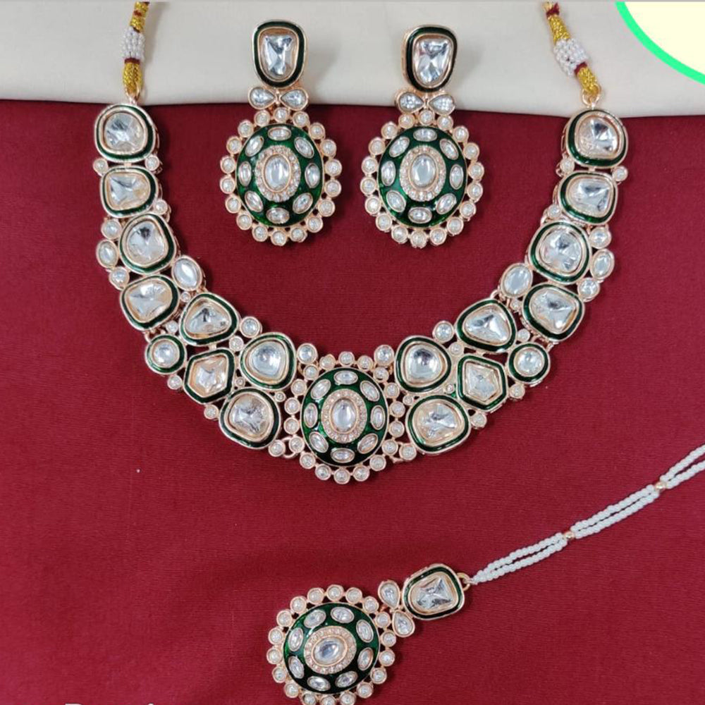 Kavita Art Gold Plated Kundan Stone And Meenakari Necklace Set
