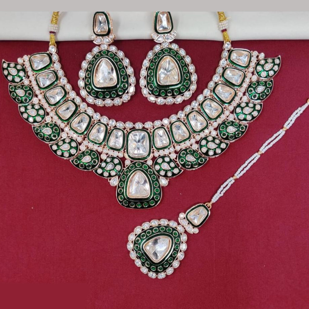 Kavita Art Gold Plated Kundan Stone And Meenakari Necklace Set