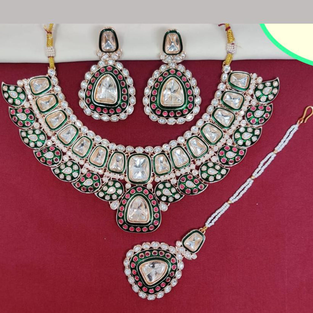 Kavita Art Gold Plated Kundan Stone And Meenakari Necklace Set