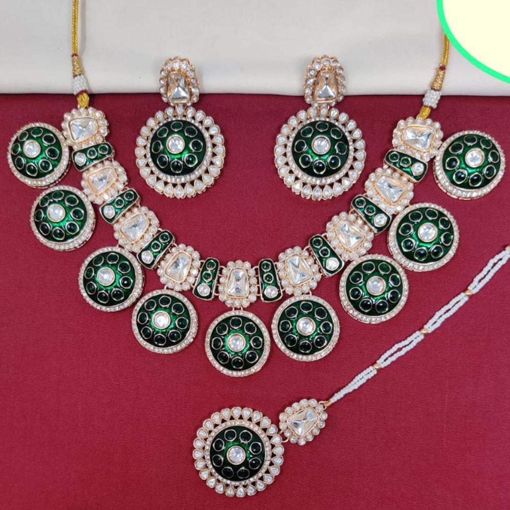 Kavita Art Gold Plated Kundan Stone And Meenakari Necklace Set