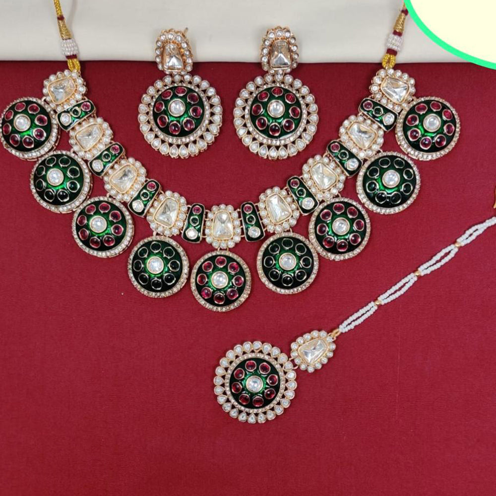 Kavita Art Gold Plated Kundan Stone And Meenakari Necklace Set