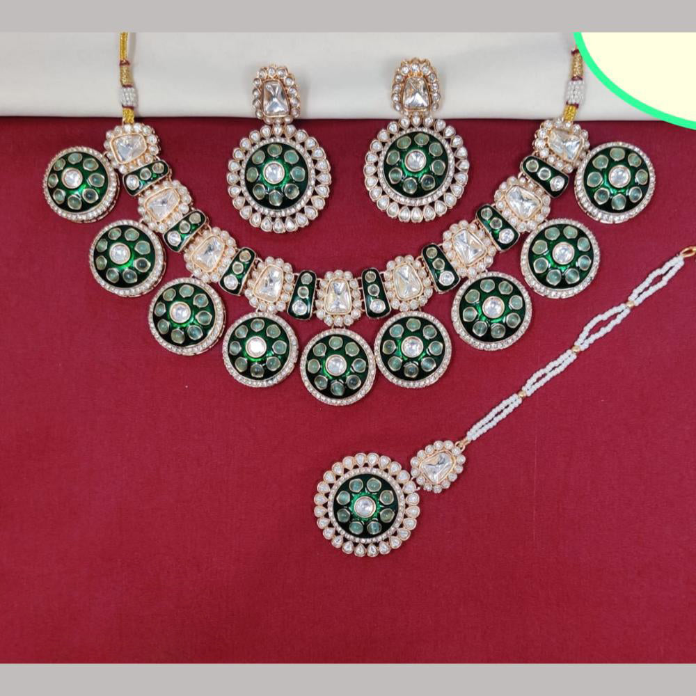 Kavita Art Gold Plated Kundan Stone And Meenakari Necklace Set