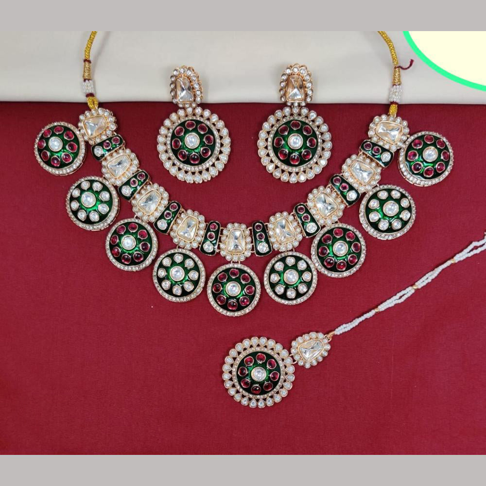 Kavita Art Gold Plated Kundan Stone And Meenakari Necklace Set