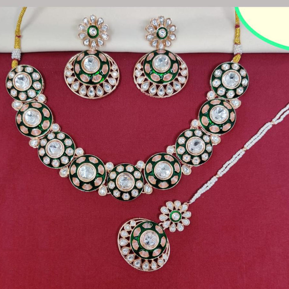 Kavita Art Gold Plated Kundan Stone And Meenakari Necklace Set