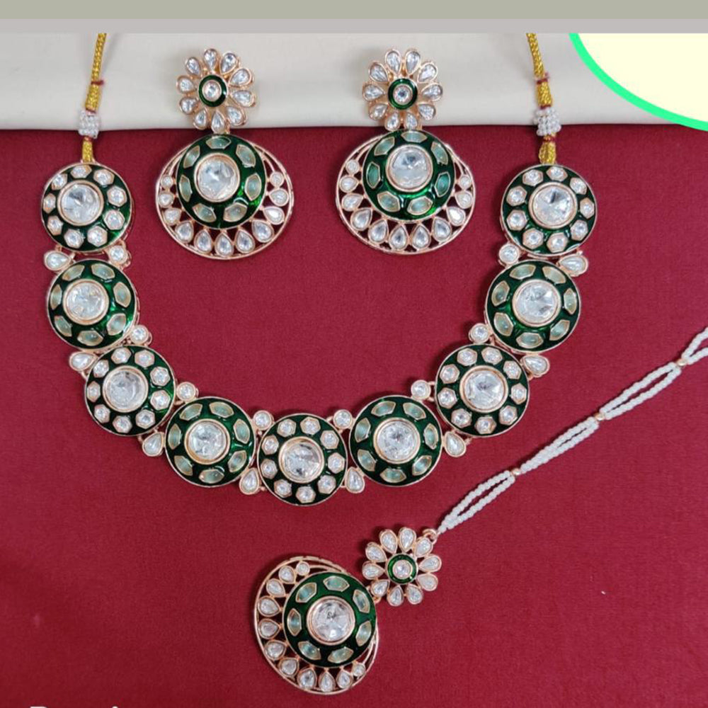 Kavita Art Gold Plated Kundan Stone And Meenakari Necklace Set