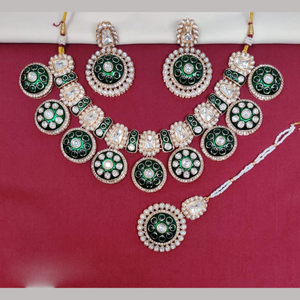 Kavita Art Gold Plated Kundan Stone And Meenakari Necklace Set