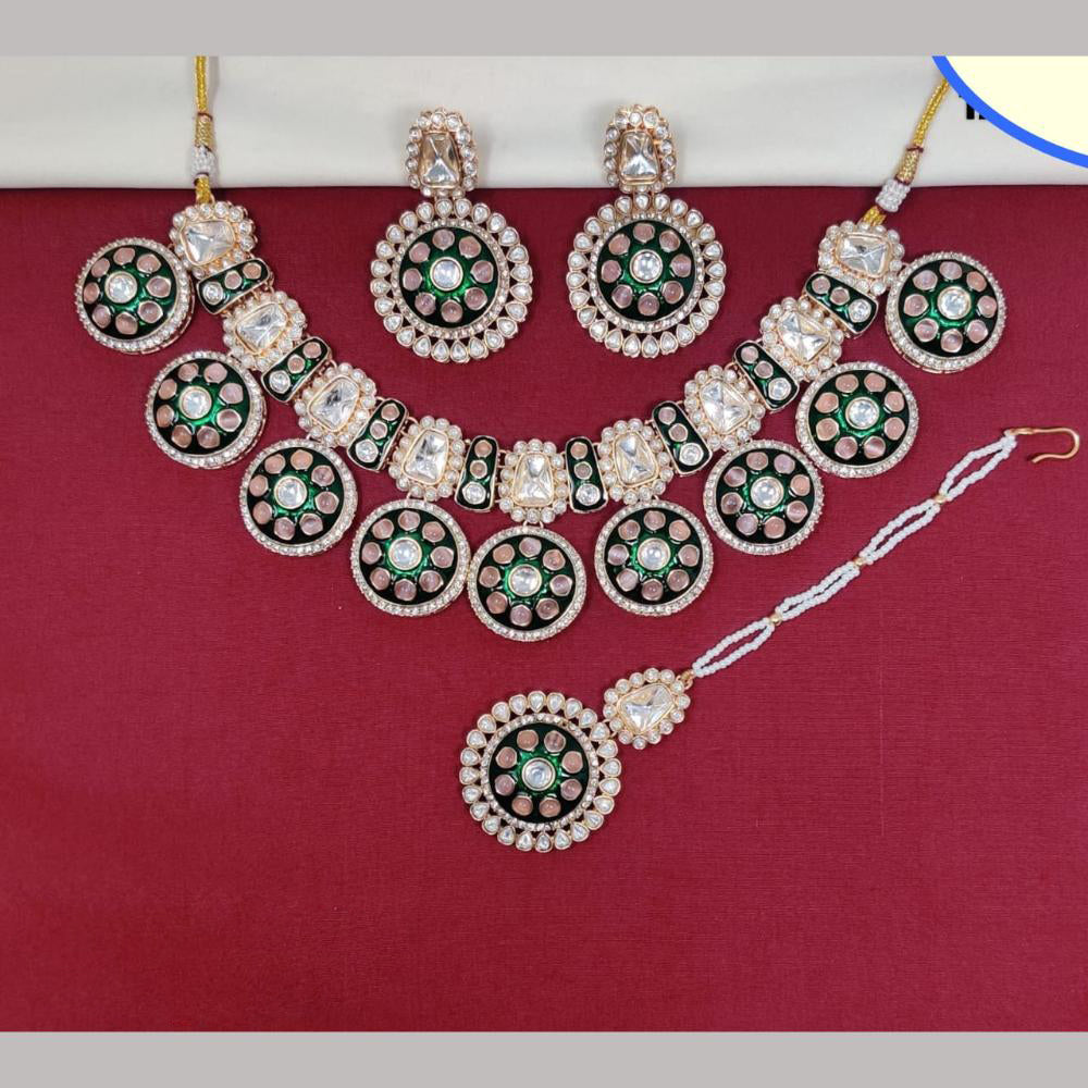 Kavita Art Gold Plated Kundan Stone And Meenakari Necklace Set