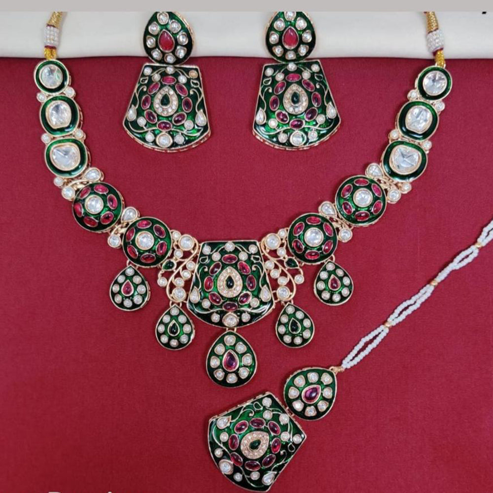 Kavita Art Gold Plated Kundan Stone And Meenakari Necklace Set
