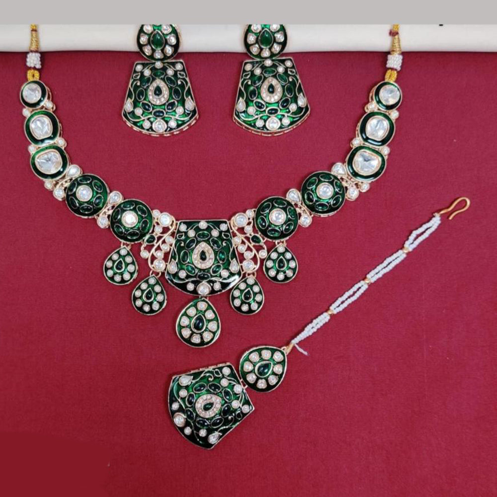 Kavita Art Gold Plated Kundan Stone And Meenakari Necklace Set