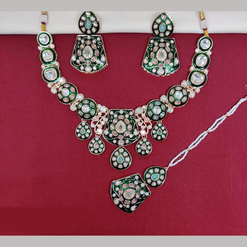 Kavita Art Gold Plated Kundan Stone And Meenakari Necklace Set