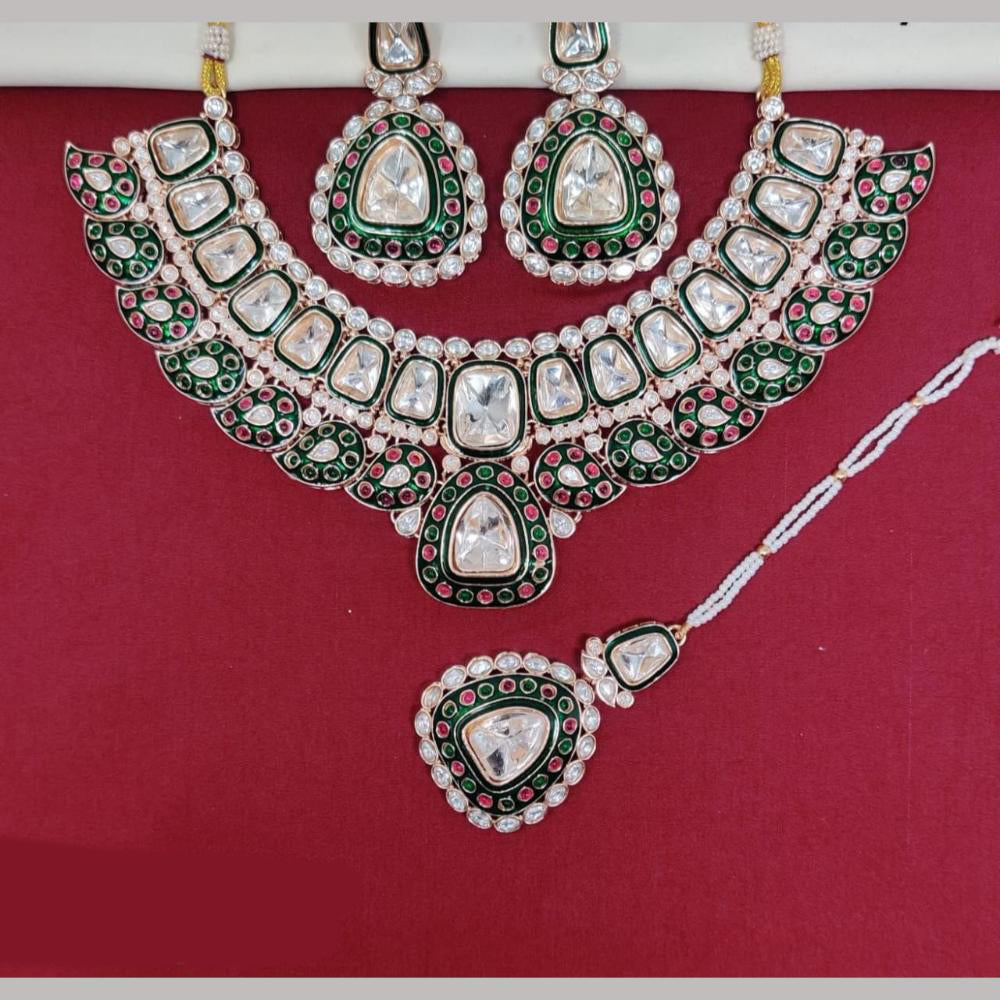 Kavita Art Gold Plated Kundan Stone And Meenakari Necklace Set