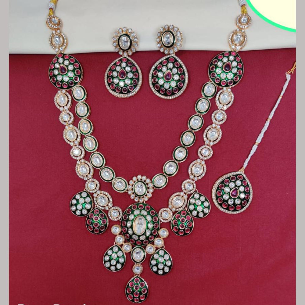 Kavita Art Gold Plated Kundan Stone And Meenakari Necklace Set