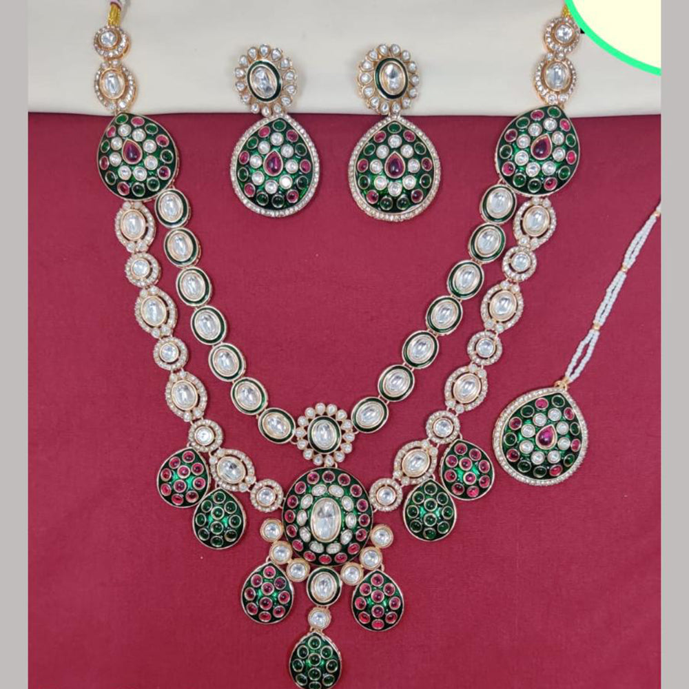 Kavita Art Gold Plated Kundan Stone And Meenakari Necklace Set