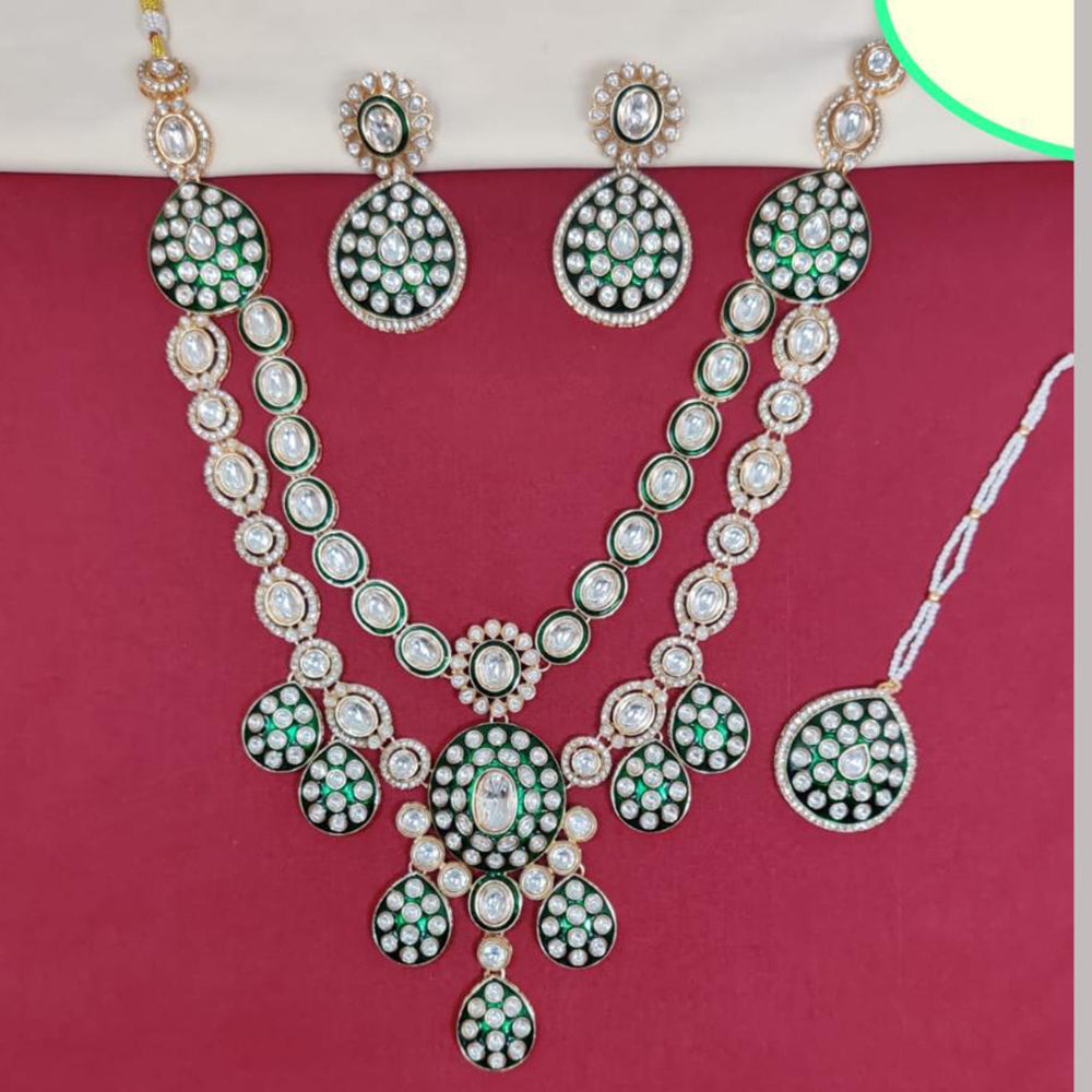 Kavita Art Gold Plated Kundan Stone And Meenakari Necklace Set