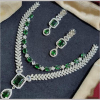Kavita Art Silver Plated American Diamond Necklace Set