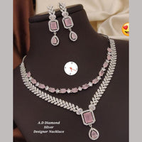 Kavita Art Silver Plated American Diamond Necklace Set