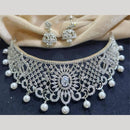 Kavita Art Silver Plated American Diamond Choker Necklace Set