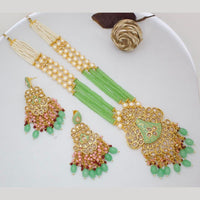 Kavita Art Gold Plated Kundan Stone Pearl And Beads Meenakari Long Necklace Set