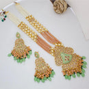 Kavita Art Gold Plated Kundan Stone Pearl And Beads Meenakari Long Necklace Set