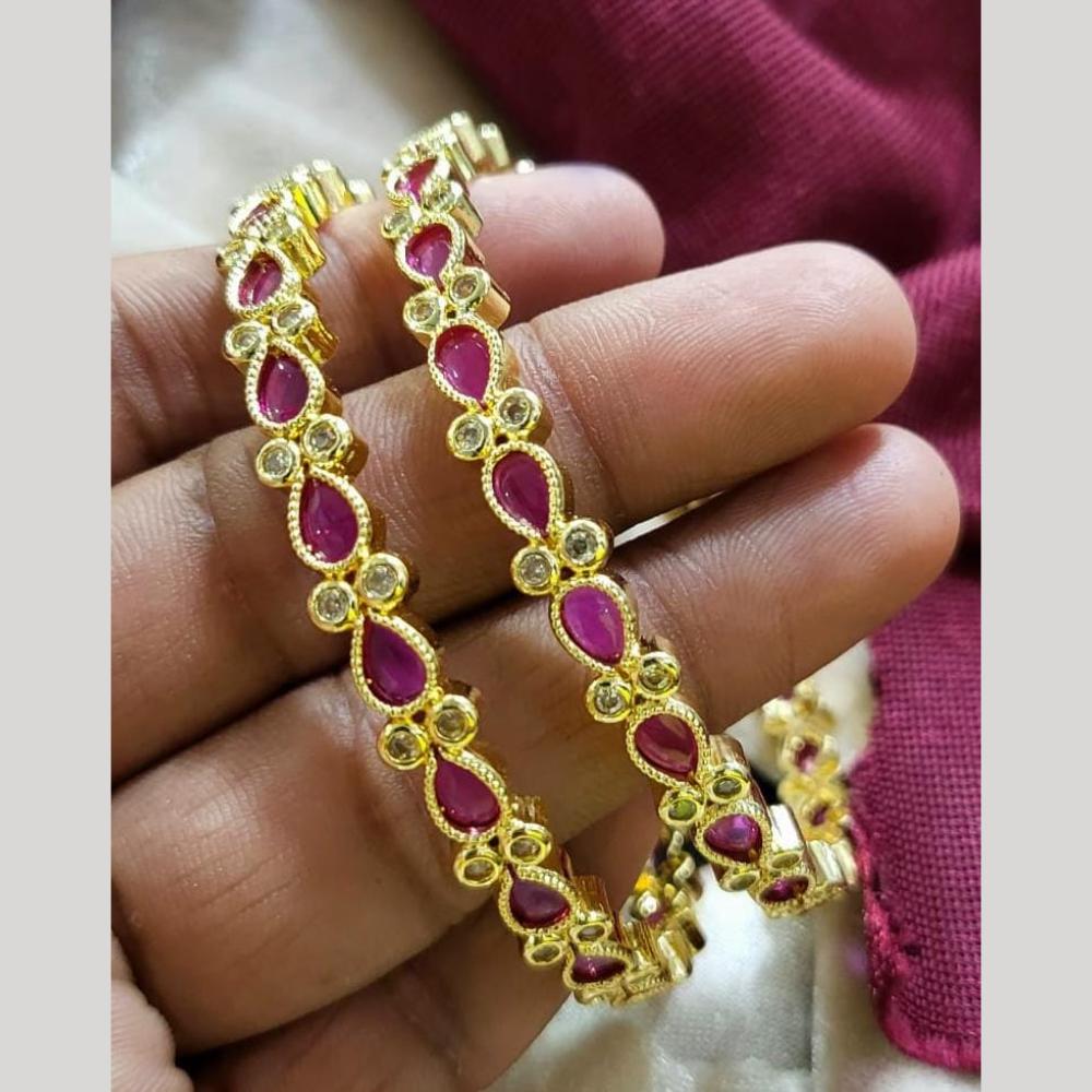 Kavita Art Gold Plated Crystal Stone Bangles Set