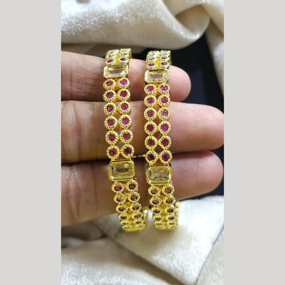 Kavita Art Gold Plated Crystal Stone Bangles Set