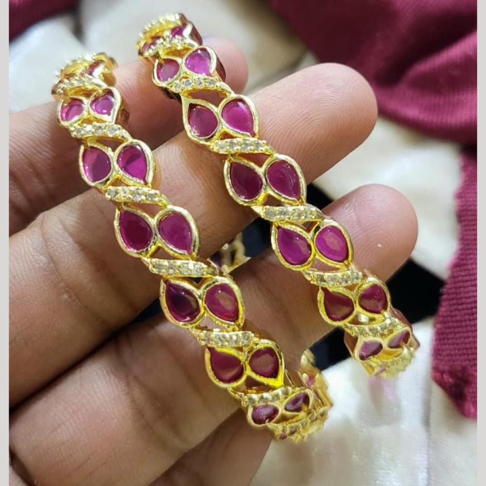 Kavita Art Gold Plated Crystal Stone Bangles Set