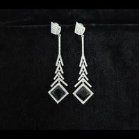 Kavita Art Silver Plated American Diamonds Dangler Earrings