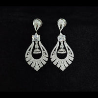Kavita Art Silver Plated American Diamonds Dangler Earrings