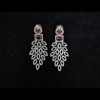 Kavita Art Silver Plated American Diamonds Dangler Earrings